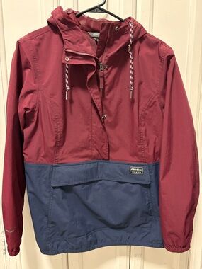 Eddie Bauer Burgundy and Navy Hooded Utility Jacket
